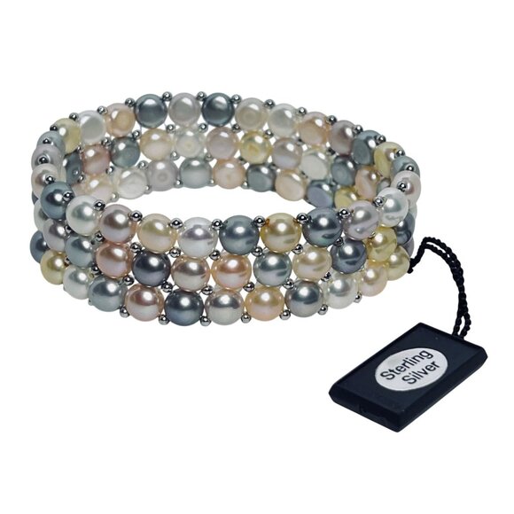 Honora Sterling Silver And Freshwater Pearls Stretch Bracelet (5953) - Picture 4 of 4